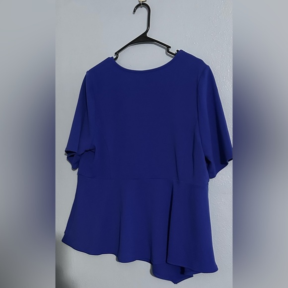 Lane Bryant Royal Blue Asymmetrical Peplum Blouse - Picture 2 of 3